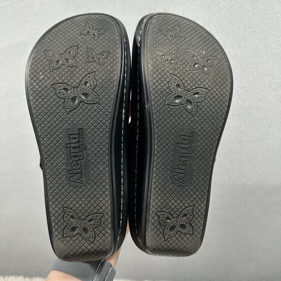 Alegria Sandals Womens 36 US 6/6.5 Peggy Pewter Mosaic Leather Slides Metallic - Picture 9 of 9